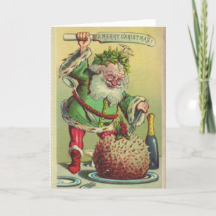 Cartes Pour Fêtes Annuelles Vintage Christmas Elf & Christmas Pudding,
