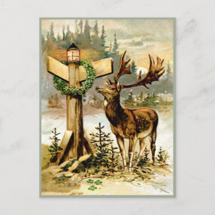 CARTES POUR FÊTES ANNUELLES VINTAGE CHRISTMAS EVE REINDEER FINDING HIS WAY