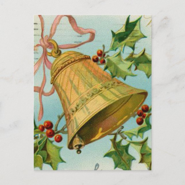 Cartes Pour Fêtes Annuelles Vintage Christmas Gold Bells (Devant)
