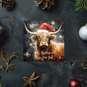 Cartes Pour Fêtes Annuelles Vintage Christmas Highland Cow