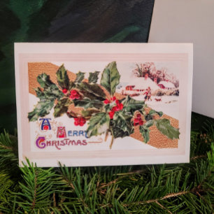 Cartes Pour Fêtes Annuelles Vintage Christmas Holly