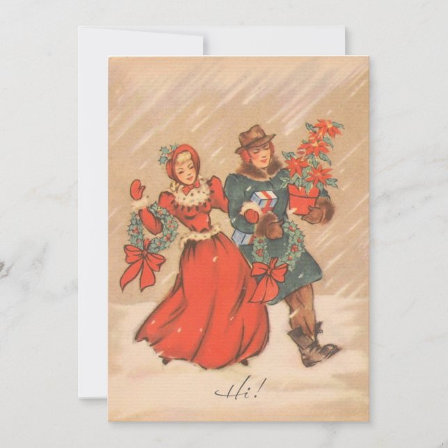 Cartes Pour Fêtes Annuelles Vintage Christmas Jolly Couple (Devant)