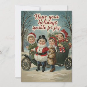 Cartes Pour Fêtes Annuelles Vintage Christmas Kids Sparkling Salutation
