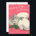 Cartes Pour Fêtes Annuelles Vintage Christmas Kitten Mittens<br><div class="desc">Chat De Noël Vintage À Mittens Carte de fin de année.</div>