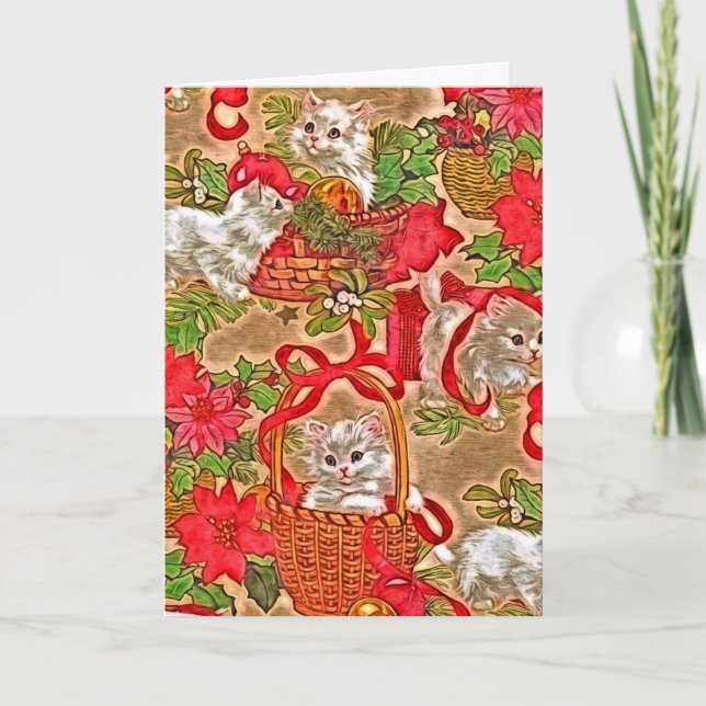 Cartes Pour Fêtes Annuelles Vintage Christmas Kitties (Devant)