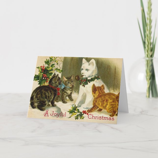 Cartes Pour Fêtes Annuelles Vintage Christmas Kitty Cats (Devant)