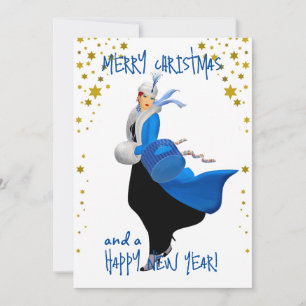 Cartes Pour Fêtes Annuelles Vintage Christmas lady Joyeux voeux de Noël
