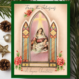 Cartes Pour Fêtes Annuelles Vintage Christmas Madonna Nom personnalisé