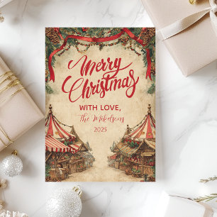 Cartes Pour Fêtes Annuelles Vintage Christmas Market Party