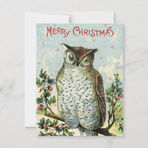 Cartes Pour Fêtes Annuelles Vintage Christmas Owl