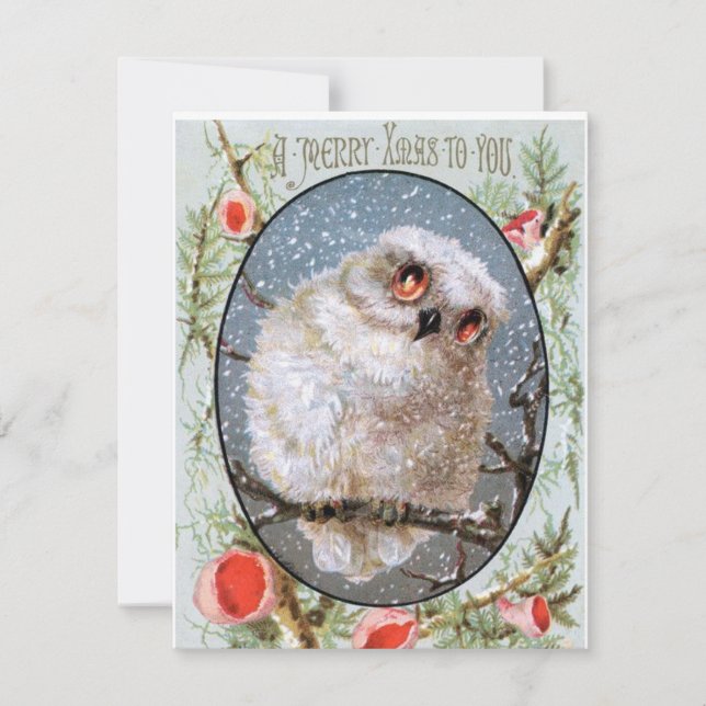 Cartes Pour Fêtes Annuelles Vintage Christmas Owl (Devant)