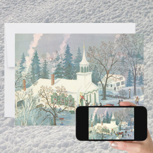 Cartes Pour Fêtes Annuelles Vintage Christmas, People Going to Church in Snow