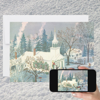 Cartes Pour Fêtes Annuelles Vintage Christmas, People Going to Church in Snow