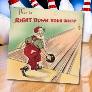 Cartes Pour Fêtes Annuelles Vintage Christmas Père Noël Bowling