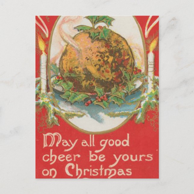 Cartes Pour Fêtes Annuelles Vintage Christmas Pudding (Devant)
