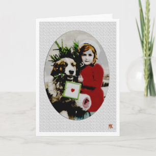 Cartes Pour Fêtes Annuelles Vintage Christmas Saint Bernard Dog Card