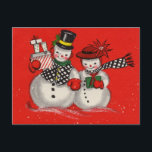 Cartes Pour Fêtes Annuelles Vintage Christmas Snowman<br><div class="desc">Vintage bonhomme de neige de Noël.</div>