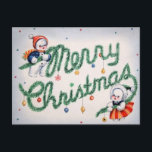 Cartes Pour Fêtes Annuelles Vintage Christmas Snowman<br><div class="desc">Vintage Christmas Snowman</div>