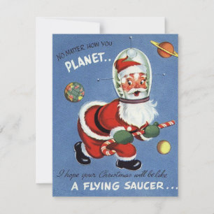 Cartes Pour Fêtes Annuelles Vintage Christmas Space Père Noël