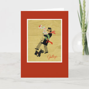 Cartes Pour Fêtes Annuelles Vintage Christmas Terrier Dog