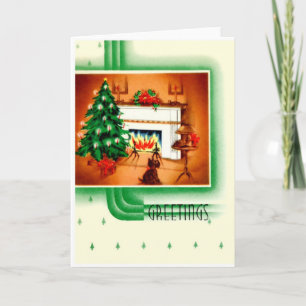 Cartes Pour Fêtes Annuelles Vintage Christmas Terrier Dog