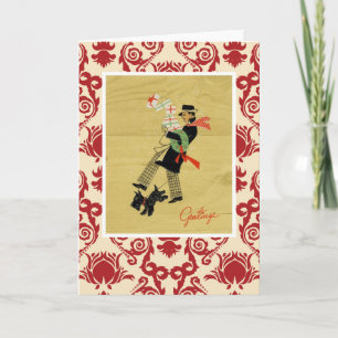 Cartes Pour Fêtes Annuelles Vintage Christmas Terrier Dog