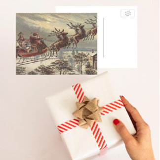 Cartes Pour Fêtes Annuelles Vintage Christmas, Victorian Santa Claus in Sleigh