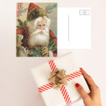 Cartes Pour Fêtes Annuelles Vintage Christmas, Victorian Santa Claus with Pine<br><div class="desc">Vintage illustration Christmas holiday design featuring a Victorian Santa Claus holding pine boughs and a sack full of Christmas toys. With text: A Merry Christmas</div>
