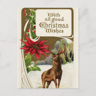 Cartes Pour Fêtes Annuelles Vintage Christmas Wish Deer