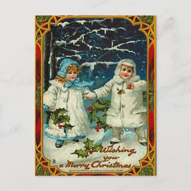 Cartes Pour Fêtes Annuelles Vintage Christmas Wishes Postcard (Devant)