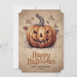 Cartes Pour Fêtes Annuelles Vintage Citrouille Éffrayant Halloween