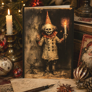 Cartes Pour Fêtes Annuelles Vintage Clown Effrayant Gothique Creepmas Noël