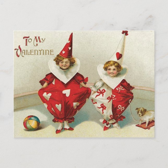 Cartes Pour Fêtes Annuelles Vintage Clown Valentine (Devant)