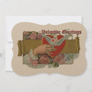 Cartes Pour Fêtes Annuelles Vintage colombe à la main avec fleurs Valentine