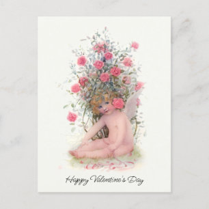 Cartes Pour Fêtes Annuelles Vintage cupide avec roses roses roses Valentine