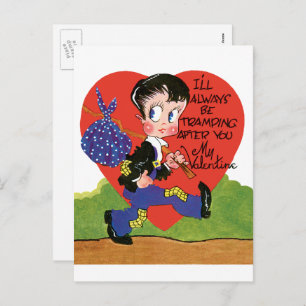 Cartes Pour Fêtes Annuelles Vintage Cute Valentine's Day, Hobo Boy Heart