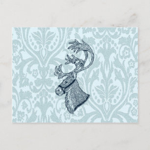 Cartes Pour Fêtes Annuelles Vintage damas rennes de noël