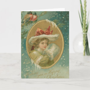 Cartes Pour Fêtes Annuelles Vintage dame de Noël victorienne