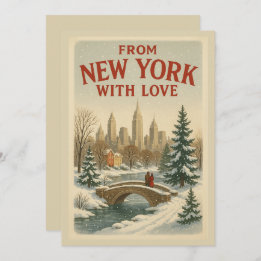 Cartes Pour Fêtes Annuelles Vintage De New York Avec Noël D'Amour