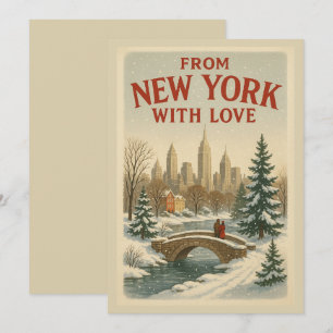 Cartes Pour Fêtes Annuelles Vintage De New York Avec Noël D'Amour