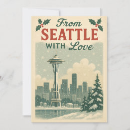 Cartes Pour Fêtes Annuelles Vintage De Seattle Avec Noël D'Amour