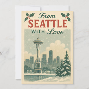 Cartes Pour Fêtes Annuelles Vintage De Seattle Avec Noël D'Amour