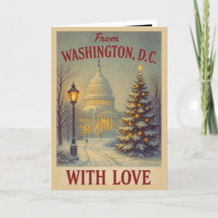 Cartes Pour Fêtes Annuelles Vintage De Washington, DC Avec Noël D'Amour