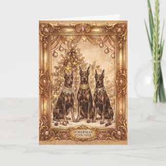 Cartes Pour Fêtes Annuelles Vintage Doberman Pinscher Christmas Greeting Card