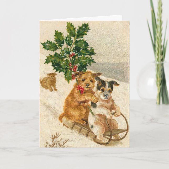 Cartes Pour Fêtes Annuelles Vintage Dogs (Devant)