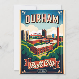 Cartes Pour Fêtes Annuelles Vintage Durham Caroline du Nord Bull City Rétro
