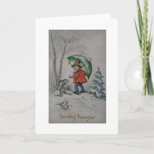 Cartes Pour Fêtes Annuelles Vintage Dutch Elf New Year Greeting Card