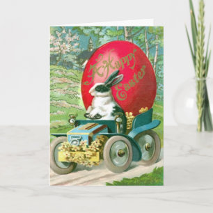 Cartes Pour Fêtes Annuelles Vintage Easter Bunny Driving
