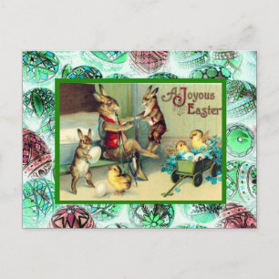 Cartes Pour Fêtes Annuelles Vintage Easter, Rabbits at home