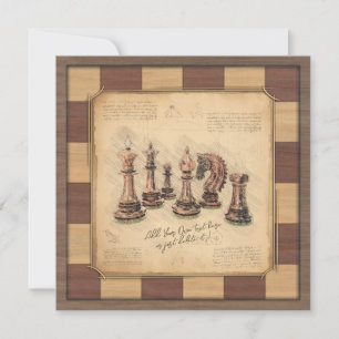Cartes Pour Fêtes Annuelles Vintage échiquier et pièces d'échecs, cadeau du jo